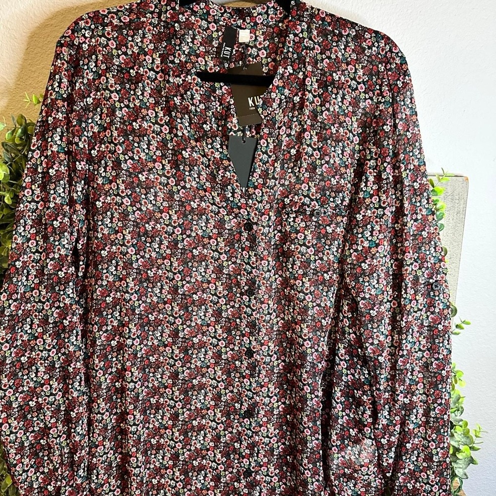 NWT Kut From The Kloth Floral Sheer Blouse Size XL - KUT from the Kloth